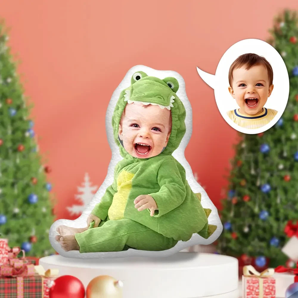 Kişiye Özel Fotoğraflı Yastık Yeşil Dinozor