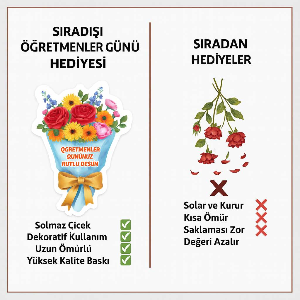 Öğretmenler Günü Hediyesi Öğretmen Pofidik Mavi Buket Yastık