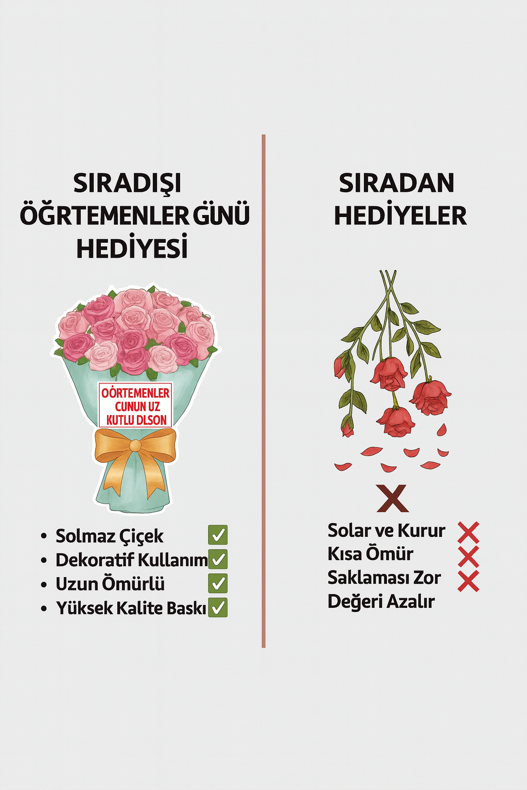 Öğretmenler Günü Hediyesi Canım Öğretmenim Pofidik Gül Buket Yastık