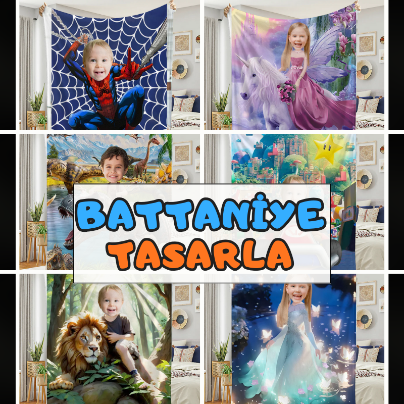Kişiye Özel Fotoğraflı Çocuk Battaniyesi Tüm Tasarımlar