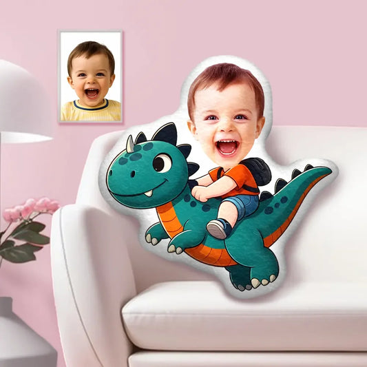 Kişiye Özel Fotoğraflı Yastık Mavi Dinozor