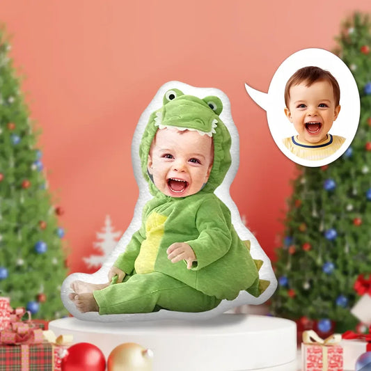 Kişiye Özel Fotoğraflı Yastık Yeşil Dinozor