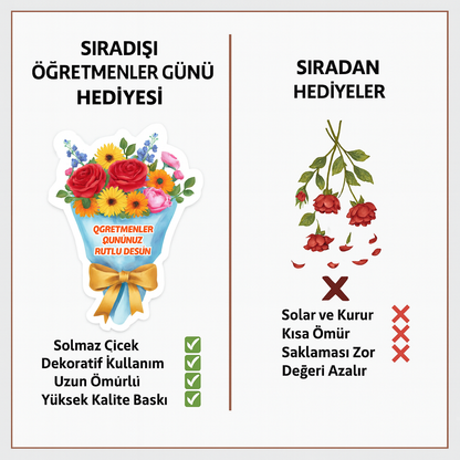 Öğretmenler Günü Hediyesi  Öğretmen Pofidik Mavi Buket Yastık